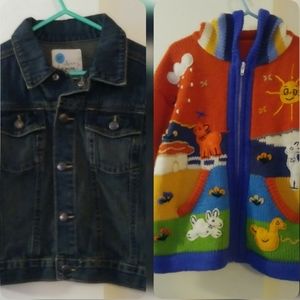 Old Navy Denim Jean Jacket & Knitted Sweater 4-5T